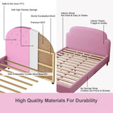 NNECW Kids Twin Bed Frame Upholstered Platform Wooden Princess Bed Bedroom Furniture