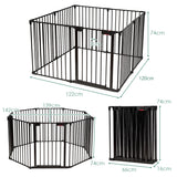 NNECW Wide Baby Safety Gate with 8-Panel Fence for Toddler-Black