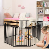 NNECW Wide Baby Safety Gate with 8-Panel Fence for Toddler-Black