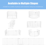 NNECW Wide Baby Safety Gate with 8-Panel Fence for Toddler-White