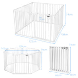 NNECW Wide Baby Safety Gate with 8-Panel Fence for Toddler-White