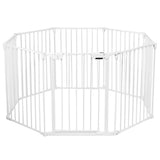 NNECW Wide Baby Safety Gate with 8-Panel Fence for Toddler-White