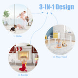 NNECW Wide Baby Safety Gate with 8-Panel Fence for Toddler-White