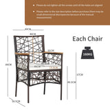 NNECW Set of 2 Outdoor Dining Chairs PE Wicker Patio for Porch Garden