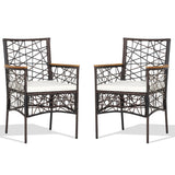 NNECW Set of 2 Outdoor Dining Chairs PE Wicker Patio for Porch Garden