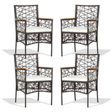 NNECW Set of 2 Outdoor Dining Chairs PE Wicker Patio for Porch Garden
