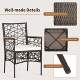 NNECW Set of 2 Outdoor Dining Chairs PE Wicker Patio for Porch Garden