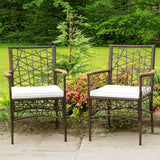 NNECW Set of 2 Outdoor Dining Chairs PE Wicker Patio for Porch Garden