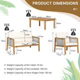 NNECW 4-Piece Patio Acacia Wood Furniture Set with Cushions for outdoors-Off White