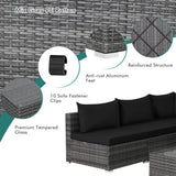NNECW 7 Piece Patio Rattan Conversation Set with Seat &amp Back Cushions  for Backyard/Poolside/Balcony-Black