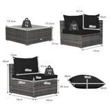 NNECW 7 Piece Patio Rattan Conversation Set with Seat &amp Back Cushions  for Backyard/Poolside/Balcony-Black