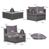 NNECW 7 Piece Patio Rattan Conversation Set with Seat &amp Back Cushions  for Backyard/Poolside/Balcony-Gray