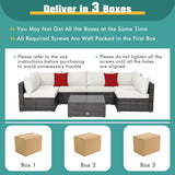 NNECW 7 Piece Patio Rattan Conversation Set with Seat &amp Back Cushions  for Backyard