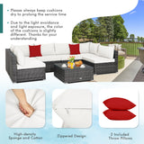 NNECW 7 Piece Patio Rattan Conversation Set with Seat &amp Back Cushions  for Backyard