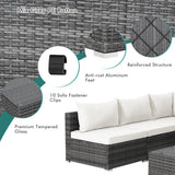 NNECW 7 Piece Patio Rattan Conversation Set with Seat &amp Back Cushions  for Backyard