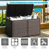 NNECW 0.33m Patio Rattan Storage Container Box with Shelf -Brown