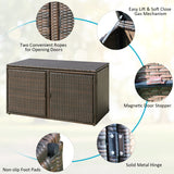 NNECW 0.33m Patio Rattan Storage Container Box with Shelf -Brown