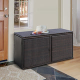 NNECW 0.33m Patio Rattan Storage Container Box with Shelf -Brown