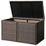 NNECW 0.33m Patio Rattan Storage Container Box with Shelf -Brown