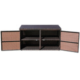 NNECW 0.33m Patio Rattan Storage Container Box with Shelf -Brown