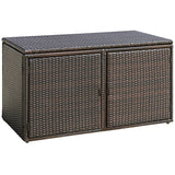 NNECW 0.33m Patio Rattan Storage Container Box with Shelf -Brown