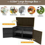 NNECW 0.33m Patio Rattan Storage Container Box with Shelf -Black