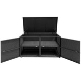 NNECW 0.33m Patio Rattan Storage Container Box with Shelf -Black