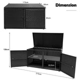 NNECW 0.33m Patio Rattan Storage Container Box with Shelf -Black
