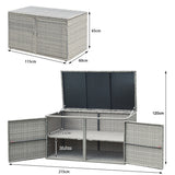 NNECW 0.33m Patio Rattan Storage Container Box with Shelf -Grey