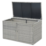 NNECW 0.33m Patio Rattan Storage Container Box with Shelf -Grey