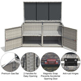 NNECW 0.33m Patio Rattan Storage Container Box with Shelf -Grey