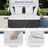 NNECW Outdoor Rattan Daybed with Retractable Canopy for Patio/Yard