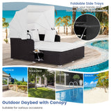 NNECW Outdoor Rattan Daybed with Retractable Canopy for Patio/Yard