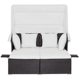 NNECW Outdoor Rattan Daybed with Retractable Canopy for Patio/Yard