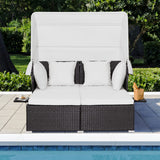 NNECW Outdoor Rattan Daybed with Retractable Canopy for Patio/Yard