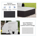NNECW Outdoor Rattan Daybed with Retractable Canopy for Patio/Yard