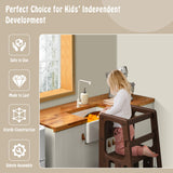 NNECW Kids Step Learning Stool with Double Safety Rails for Baby-Coffee