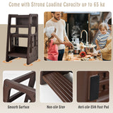 NNECW Kids Step Learning Stool with Double Safety Rails for Baby-Coffee