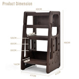 NNECW Kids Step Learning Stool with Double Safety Rails for Baby-Coffee