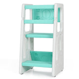 NNECW Kids Step Learning Stool with Double Safety Rails for Baby-Green