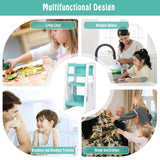 NNECW Kids Step Learning Stool with Double Safety Rails for Baby-Green