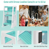 NNECW Kids Step Learning Stool with Double Safety Rails for Baby-Green