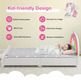 NNECW Twin Size Kids Wooden Upholstered Platform Bed with Astronaut/Unicorn/Cloud/Planet Pattern-Cloud