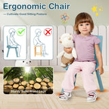 NNECW Kids Wooden Table and 4 Chairs Set with Building Blocks for Ages 3 - 7