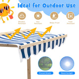NNECW Covered Wooden Sandbox with 2 Convertible Seat Benches for Kids