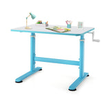 NNECW Kids Study Chair and Desk Set with Adjustable Height-Blue-Table