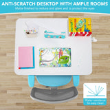 NNECW Kids Study Chair and Desk Set with Adjustable Height-Blue-Table