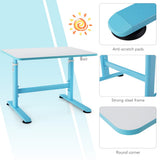 NNECW Kids Study Chair and Desk Set with Adjustable Height-Blue-Table