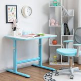 NNECW Kids Study Chair and Desk Set with Adjustable Height-Blue-Table