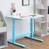 NNECW Kids Study Chair and Desk Set with Adjustable Height-Blue-Table